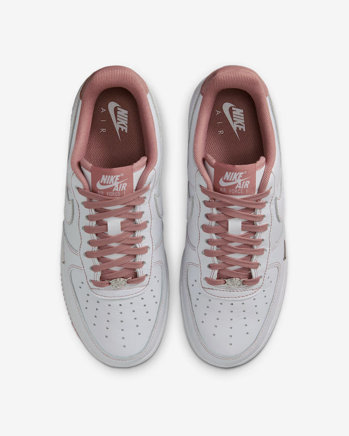 IB6543-100 Nike Air Force 1 Low White Metallic Silver Particle Pink (Women's)