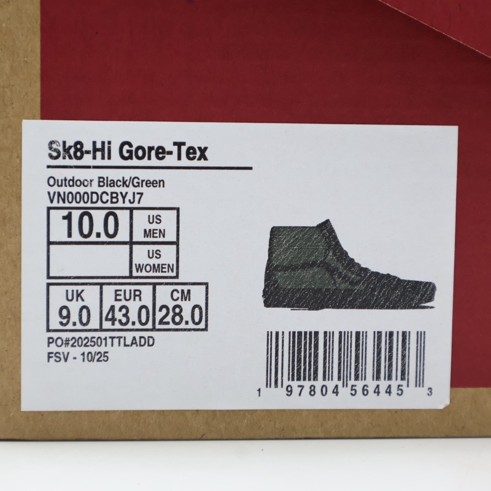 VN000DCBYJ7 Vans Sk8-Hi GORE-TEX Outdoor Black Green (Men's)