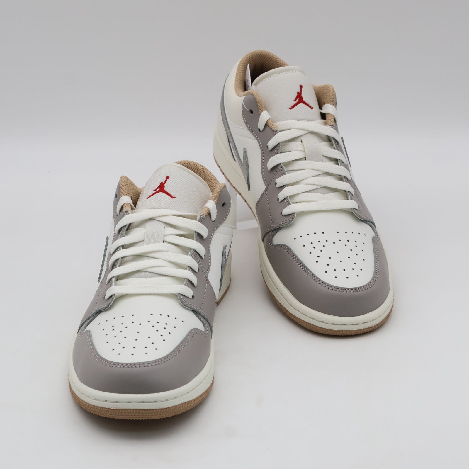 553558-169 Nike Air Jordan 1 Low Sail Fire Red College Grey Hemp Pale (Men's)