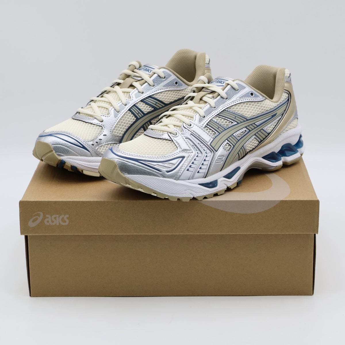 1201A019-105 Asics Gel-Kayano 14 Cream Pure Silver Champagne Blue White (Men's)