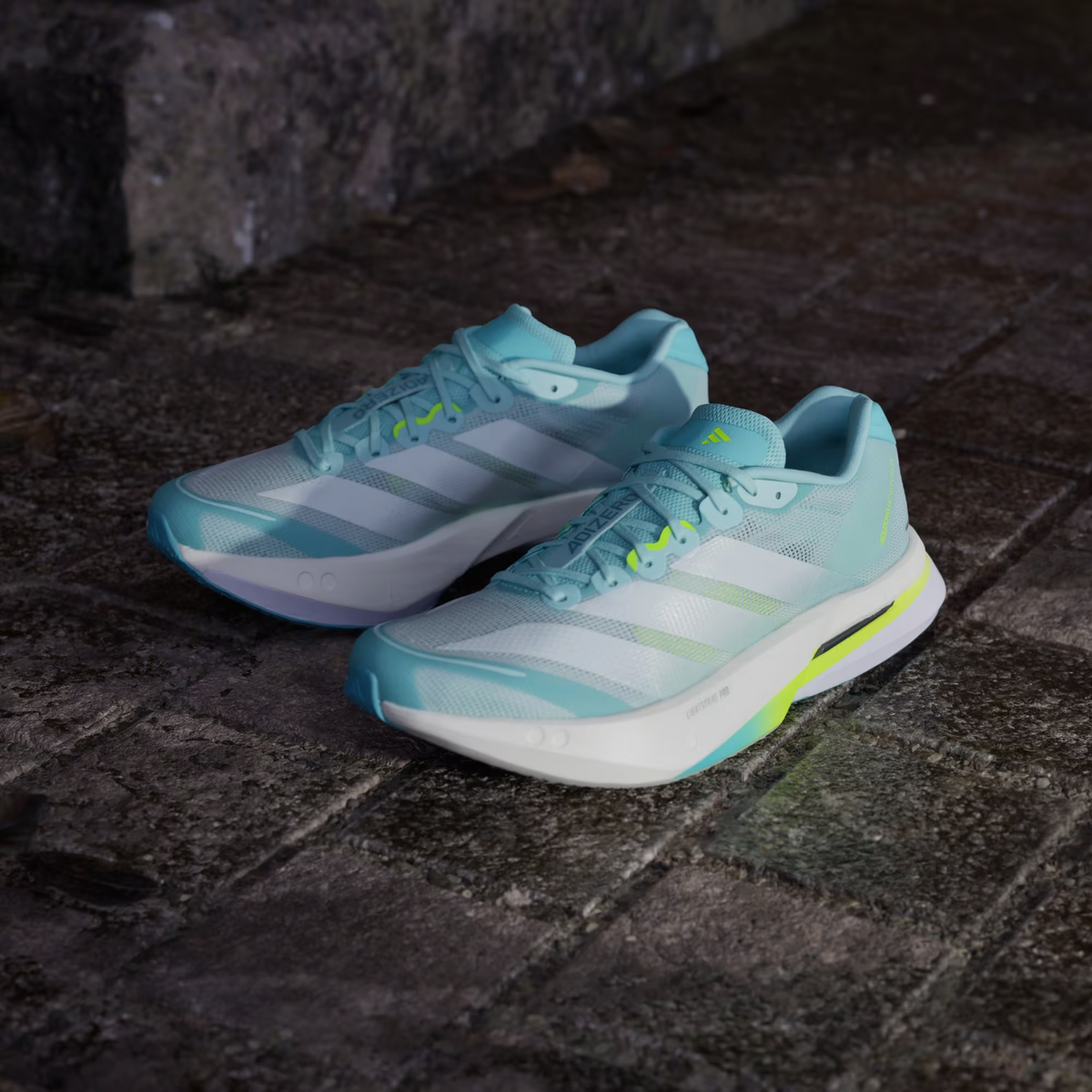 JS4957 adidas Adizero Boston 13 Blue/Zero Metalic/Lucid Lemon (Women's)