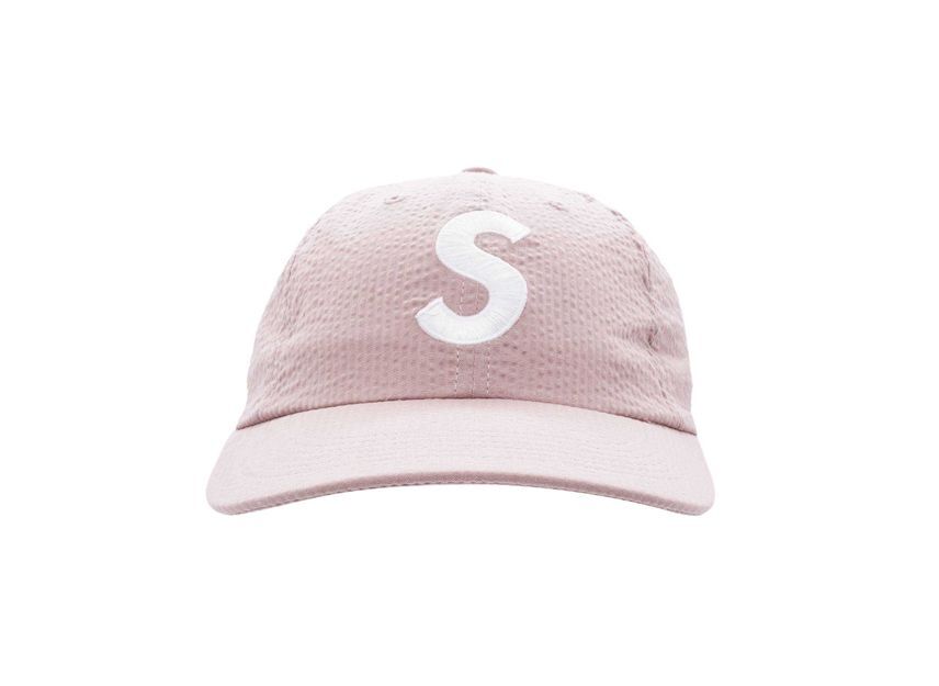 Supreme Seersucker S Logo 6-Panel Pink