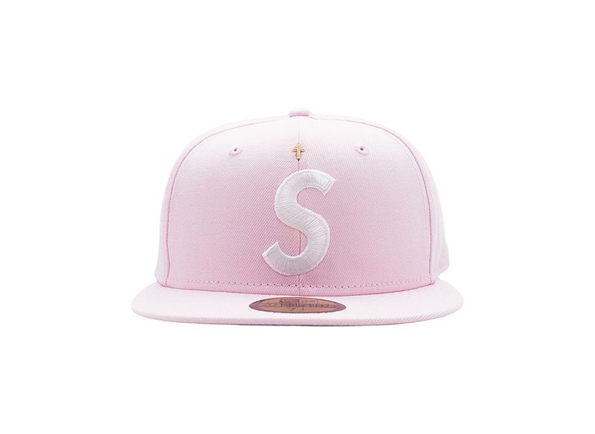 Supreme Gold Cross S Logo New Era Pink