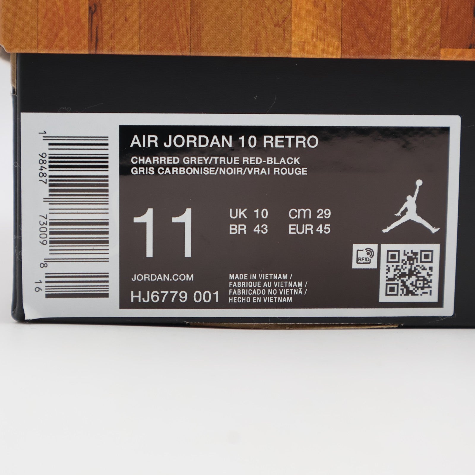 HJ6779-001 Nike Air Jordan 10 Retro Shadow Charred Grey Black (Men's)