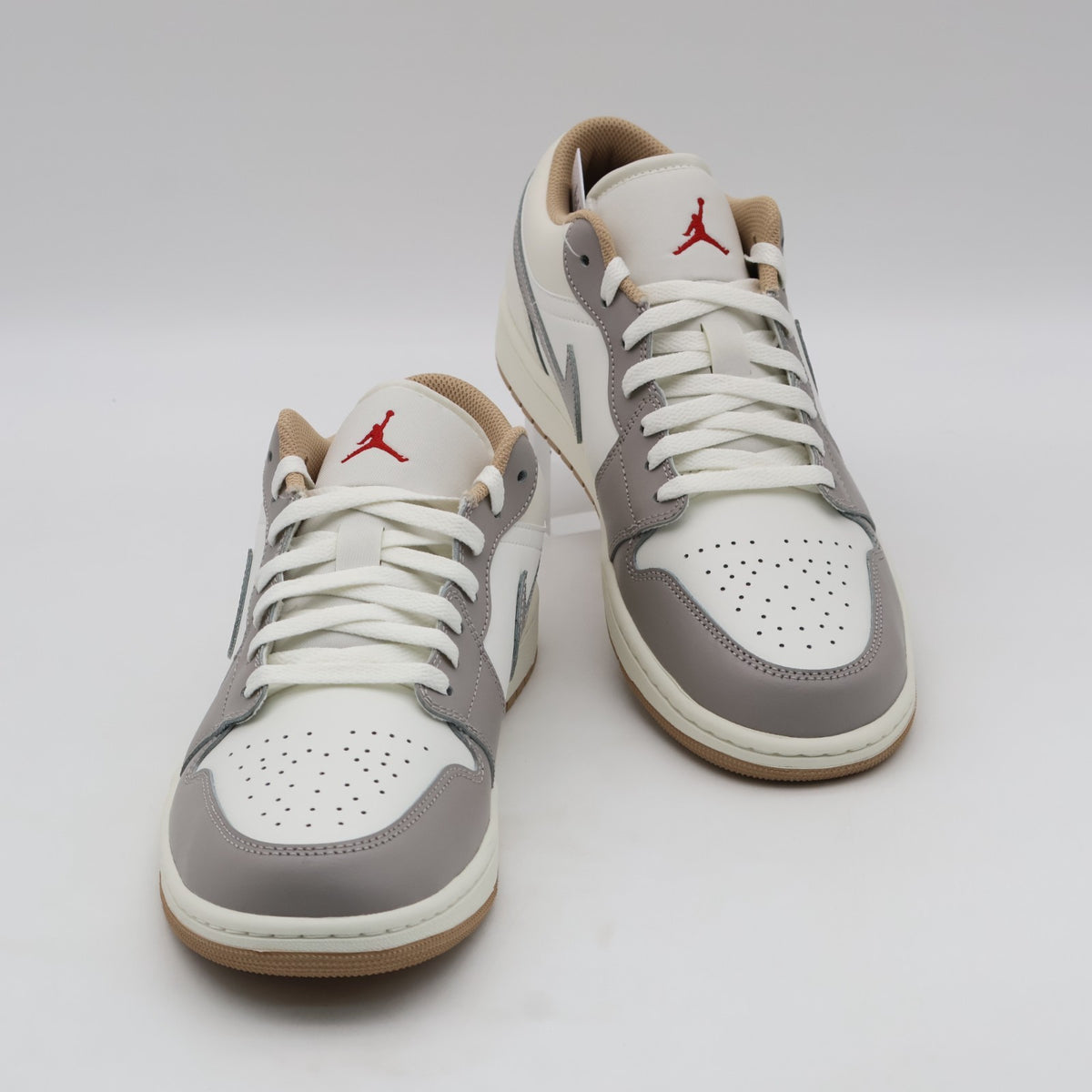 553558-169 Nike Air Jordan 1 Low Sail Fire Red College Grey Hemp Pale (Men's)