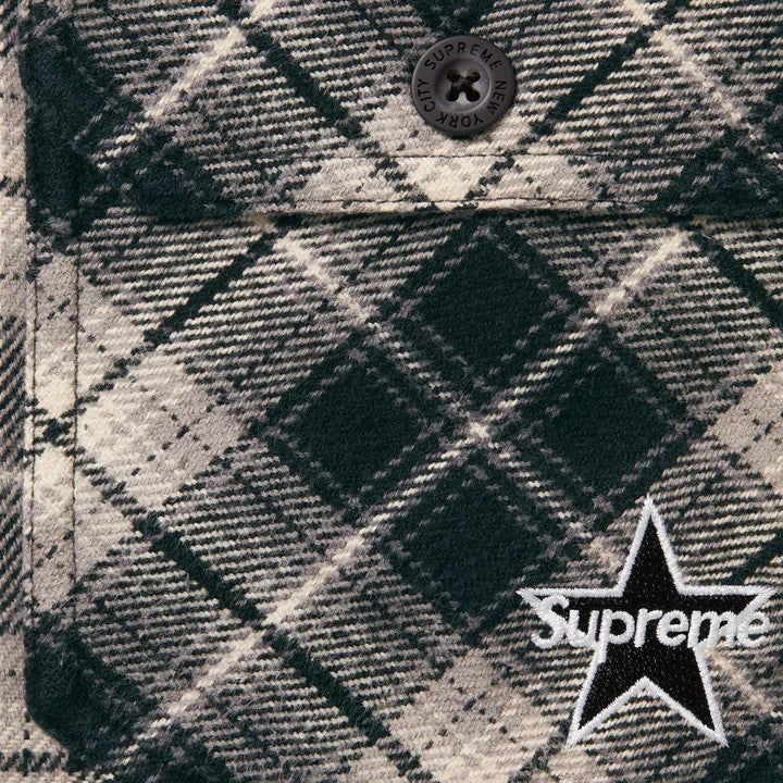 Supreme Thermal Lined Zip Up Flannel Shirt Black