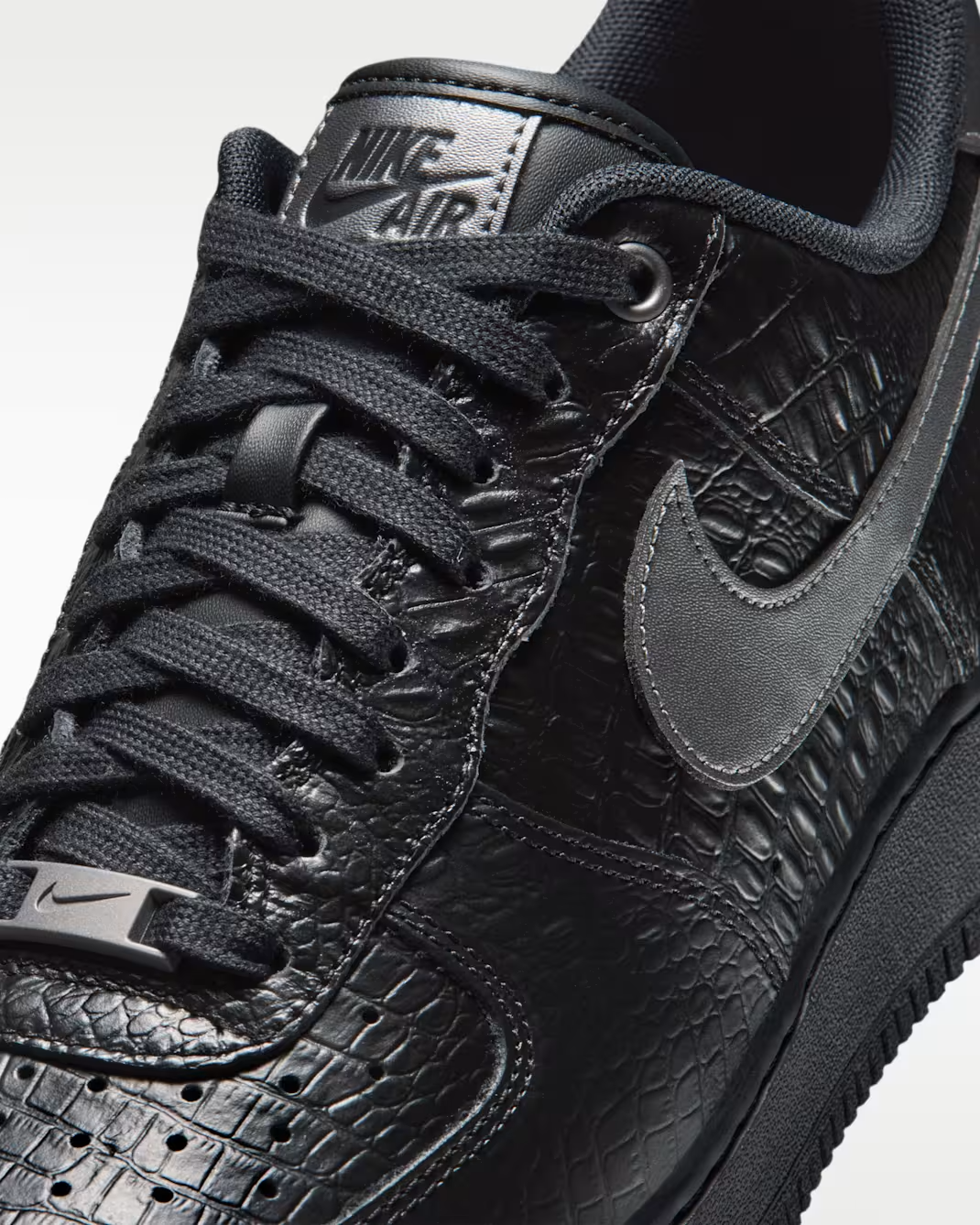 IV6306-010 Nike Air Force 1 Low "Triple Black/Croc" (Men's)