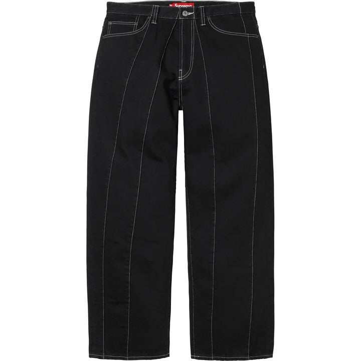 Supreme Paneled Stripe Baggy Jean Black