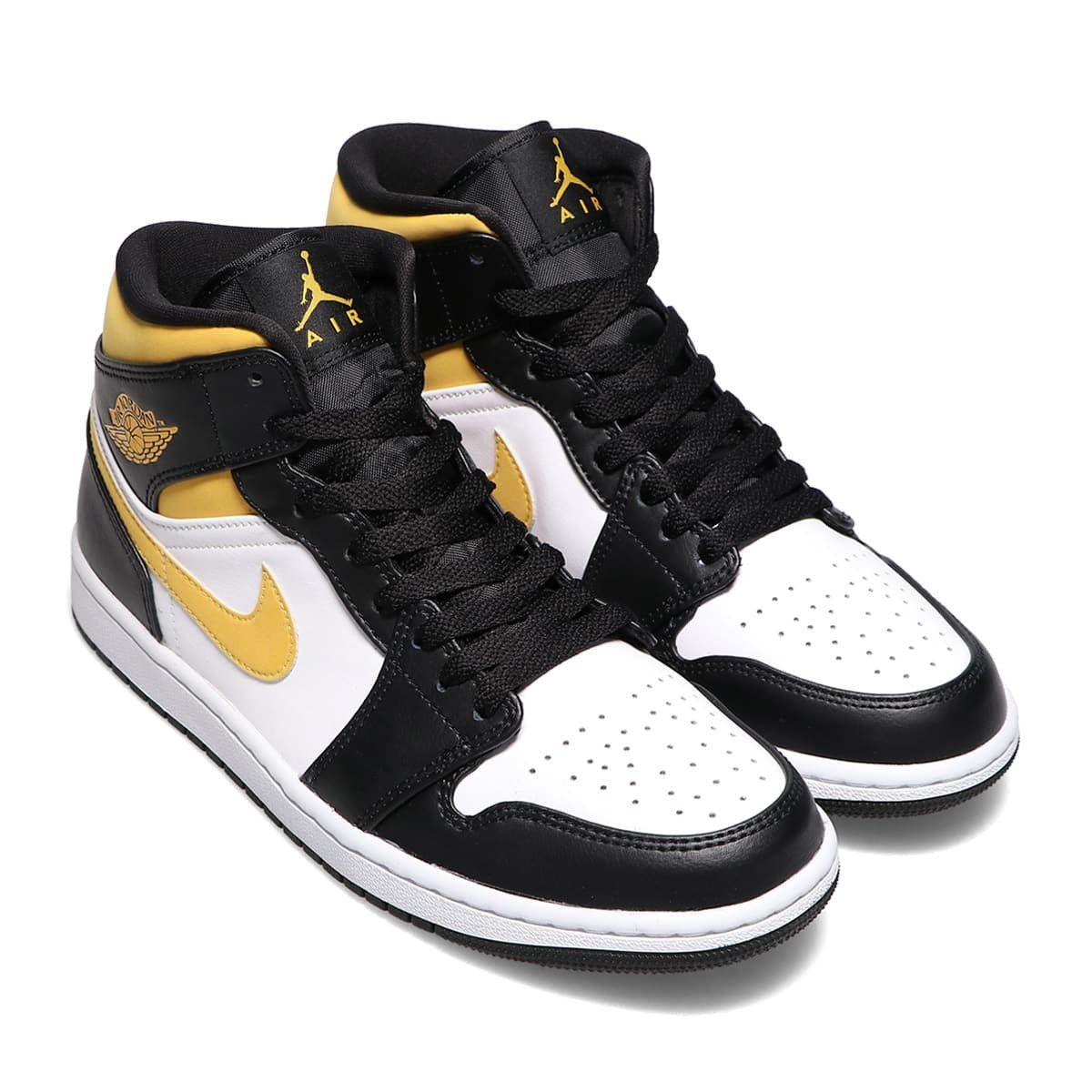 554724-177 Nike Air Jordan 1 Mid WhitePollen-Black (Men's)