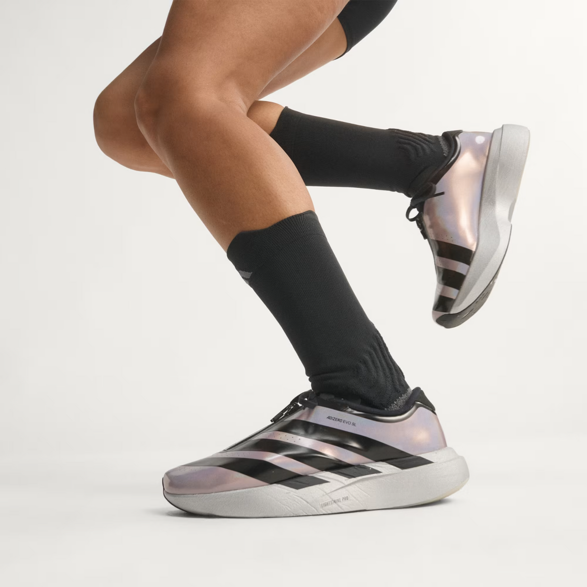 KH7788 adidas Adizero Evo SL Zip "Silver Metallic/Black" (Women's)