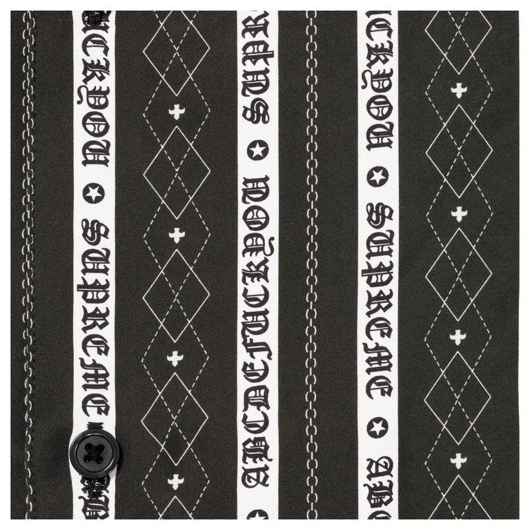 Supreme Old English Stripe Silk S/S Shirt Black