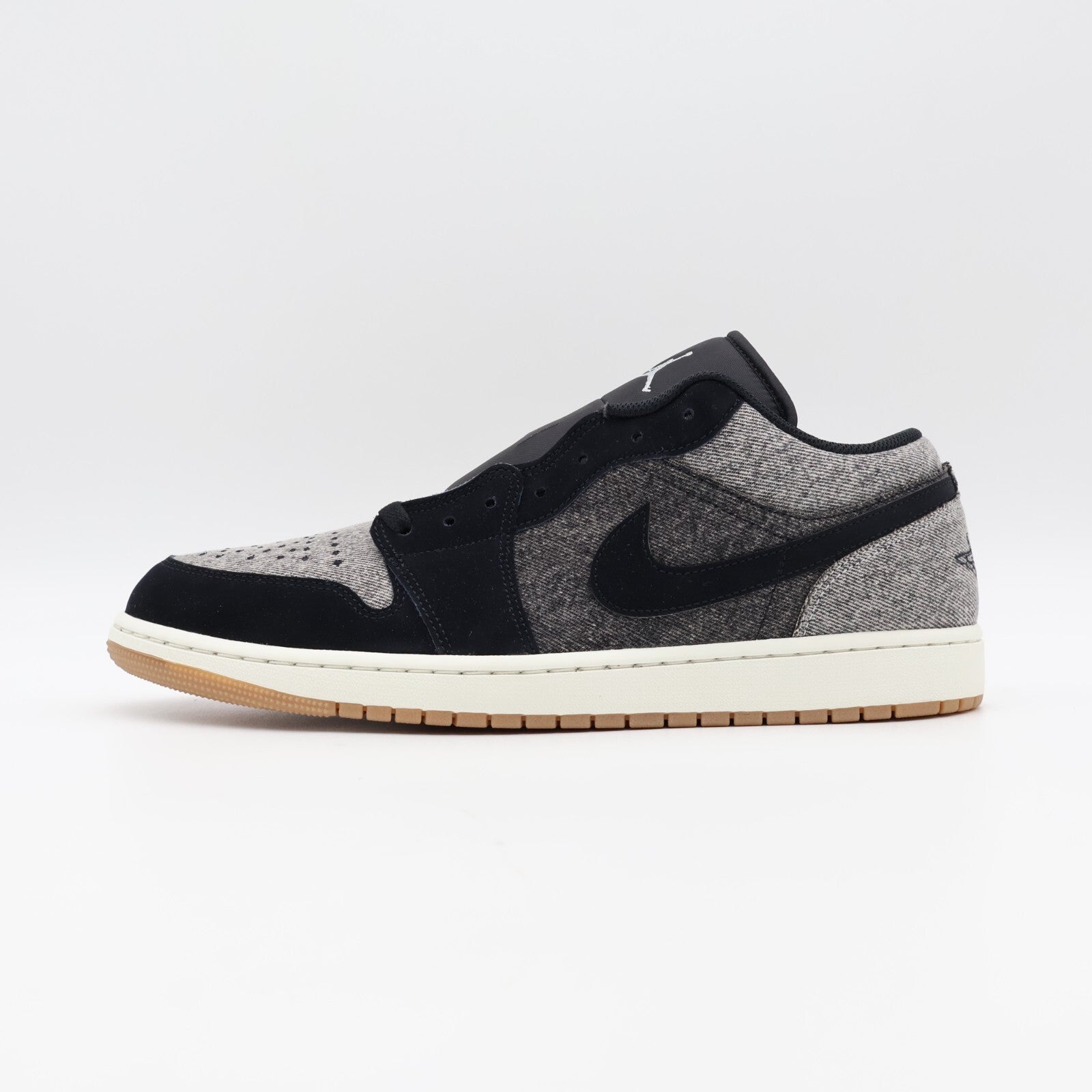 HJ4360-001 Nike Air Jordan 1 Low Dark Black Denim Light Smoke Grey Sail (Men's)