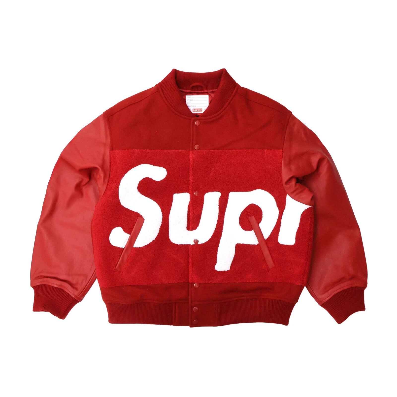 Supreme Big Logo Chenille Varsity Jacket Red