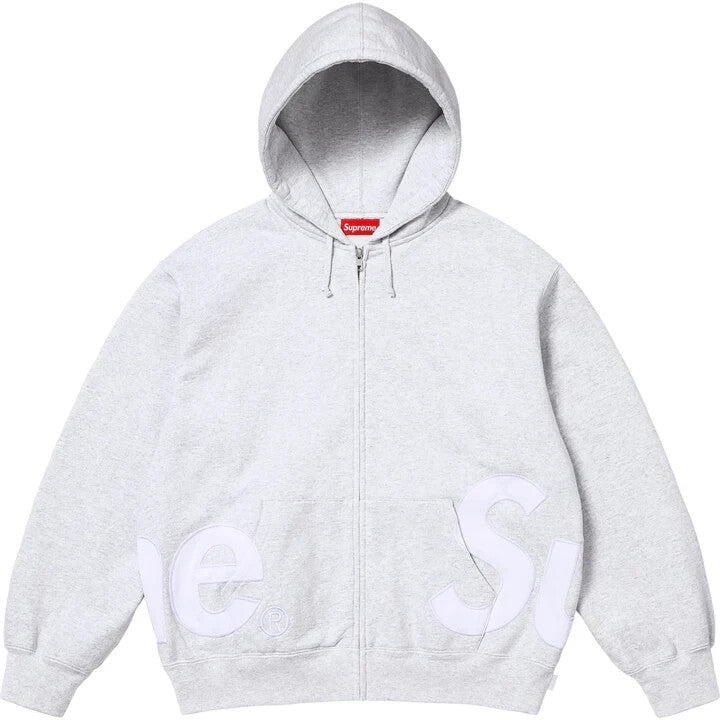 Supreme Big Logo Zip Up Hooded Sweatshirt Ash Grey