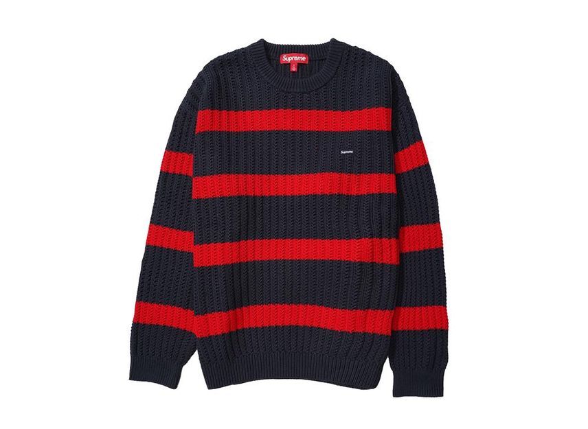 Supreme Loose Gauge Stripe Small Box Sweater Navy