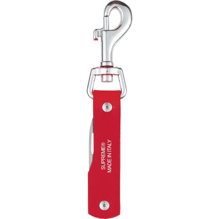 Supreme Leather Clip Knife Red