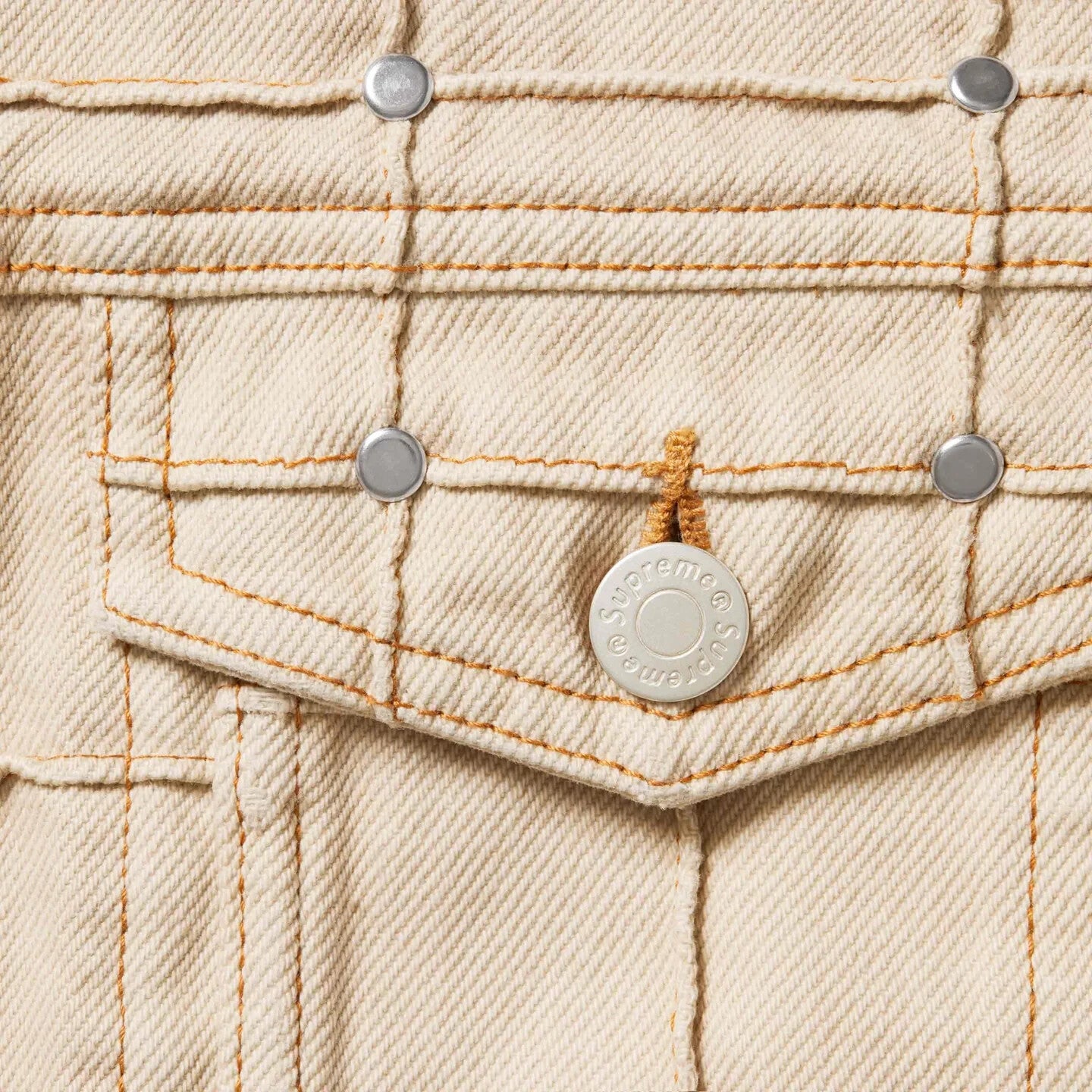 Supreme Studded Seam Denim Trucker Jacket Natural