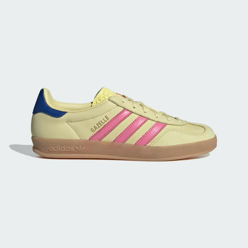 JI2719 adidas Gazelle Indoor Powder Yellow/Lucid Pink/Royal Blue (Women's)