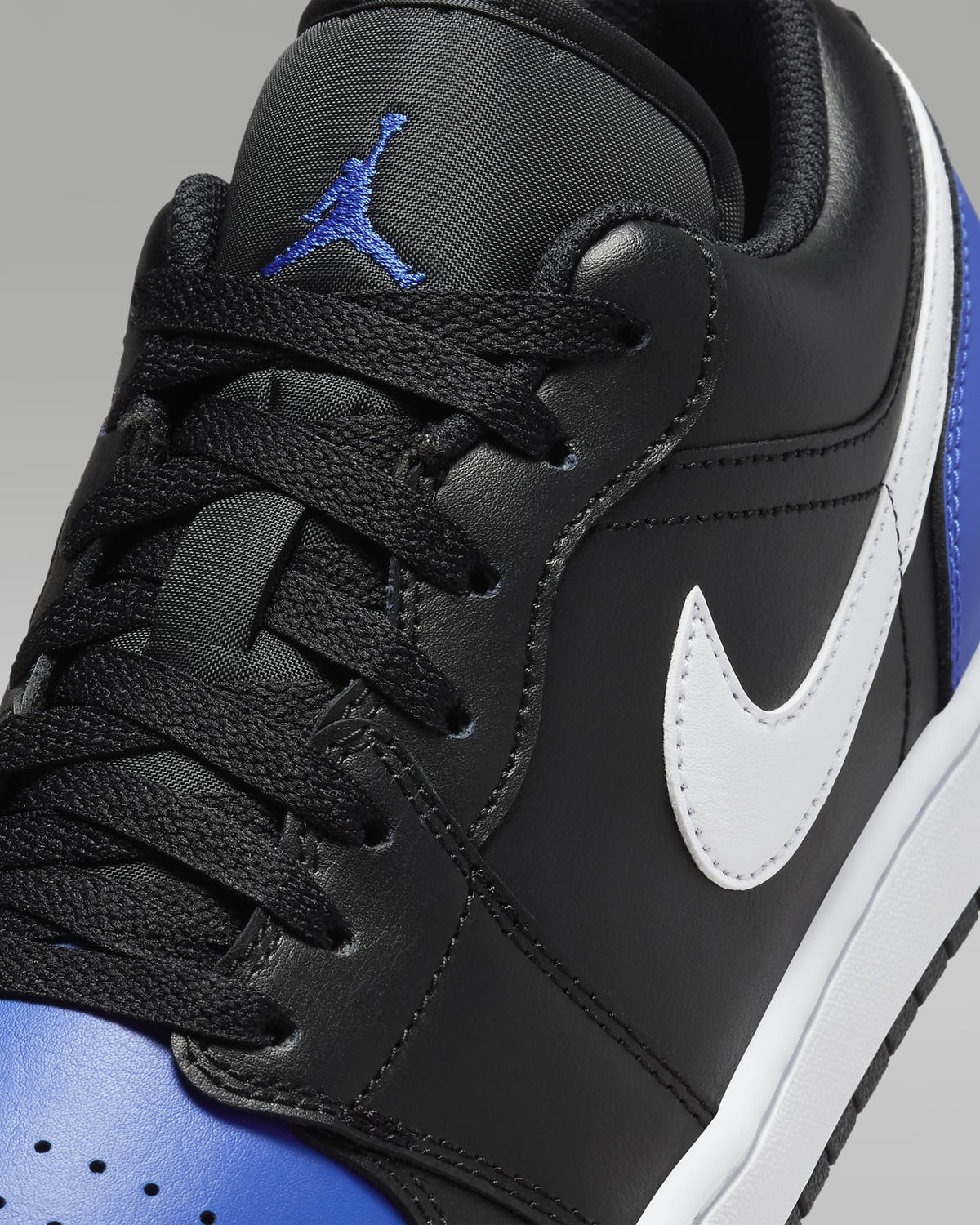 553558-042 Nike Air Jordan 1 Low Black Game Royal White (Men's)
