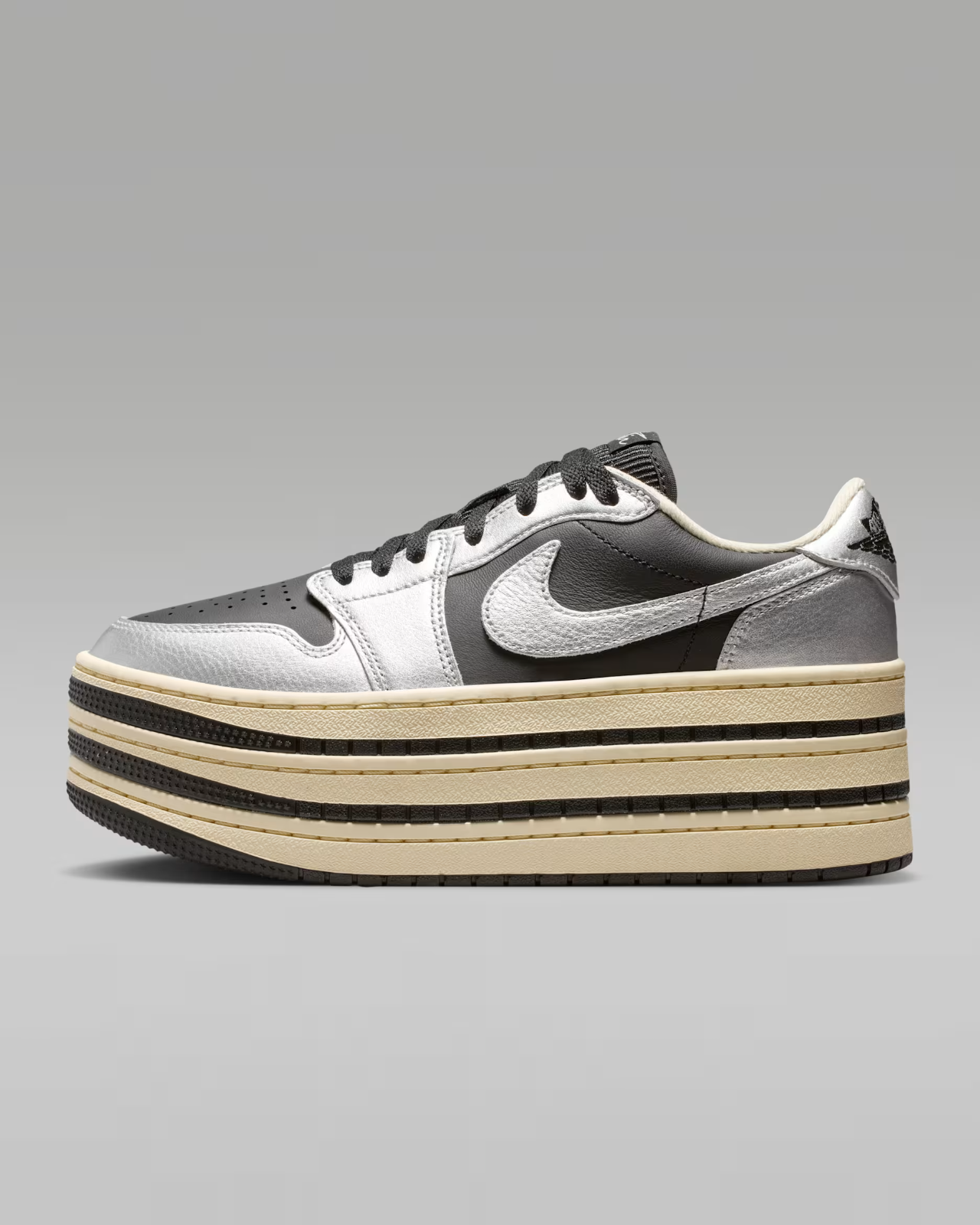 HV8288-001 Nike Air Jordan 1 Triple Stack "Metallic Silver/Black" (Women's)