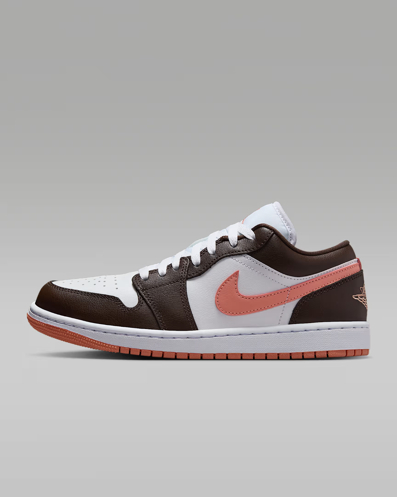 DC0774-182 Nike Air Jordan 1 Low Dark Brown White Pink (Women's)