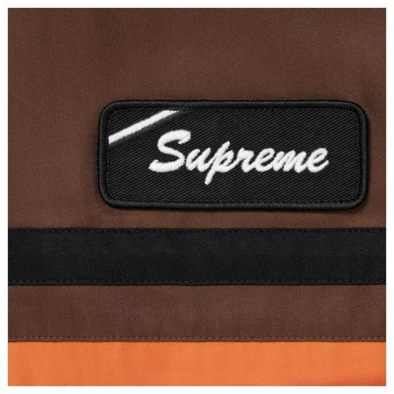 Supreme Silk Zip Up S/S Shirt Brown