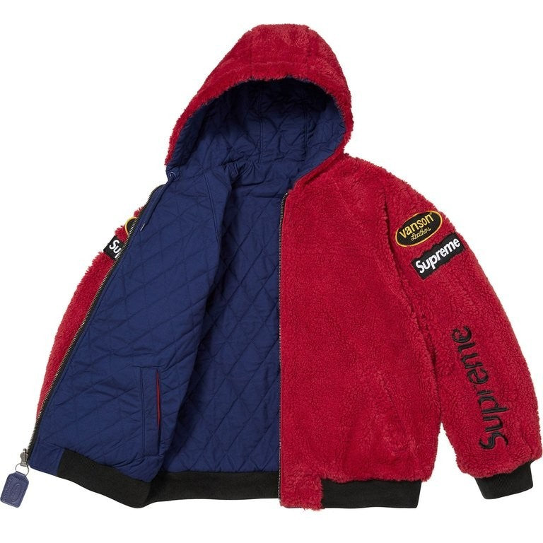 Supreme x Vanson Leathers Reversible Quilted Hooded Jacket Navy