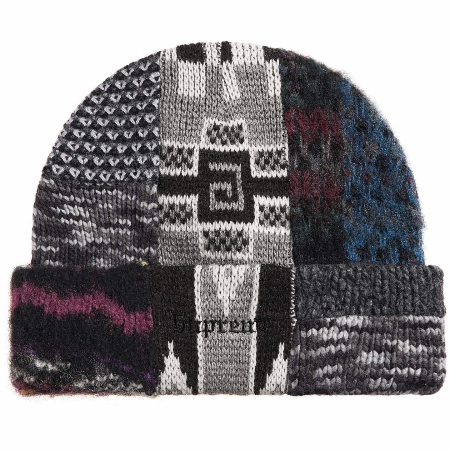 Supreme Patchwork Beanie Black