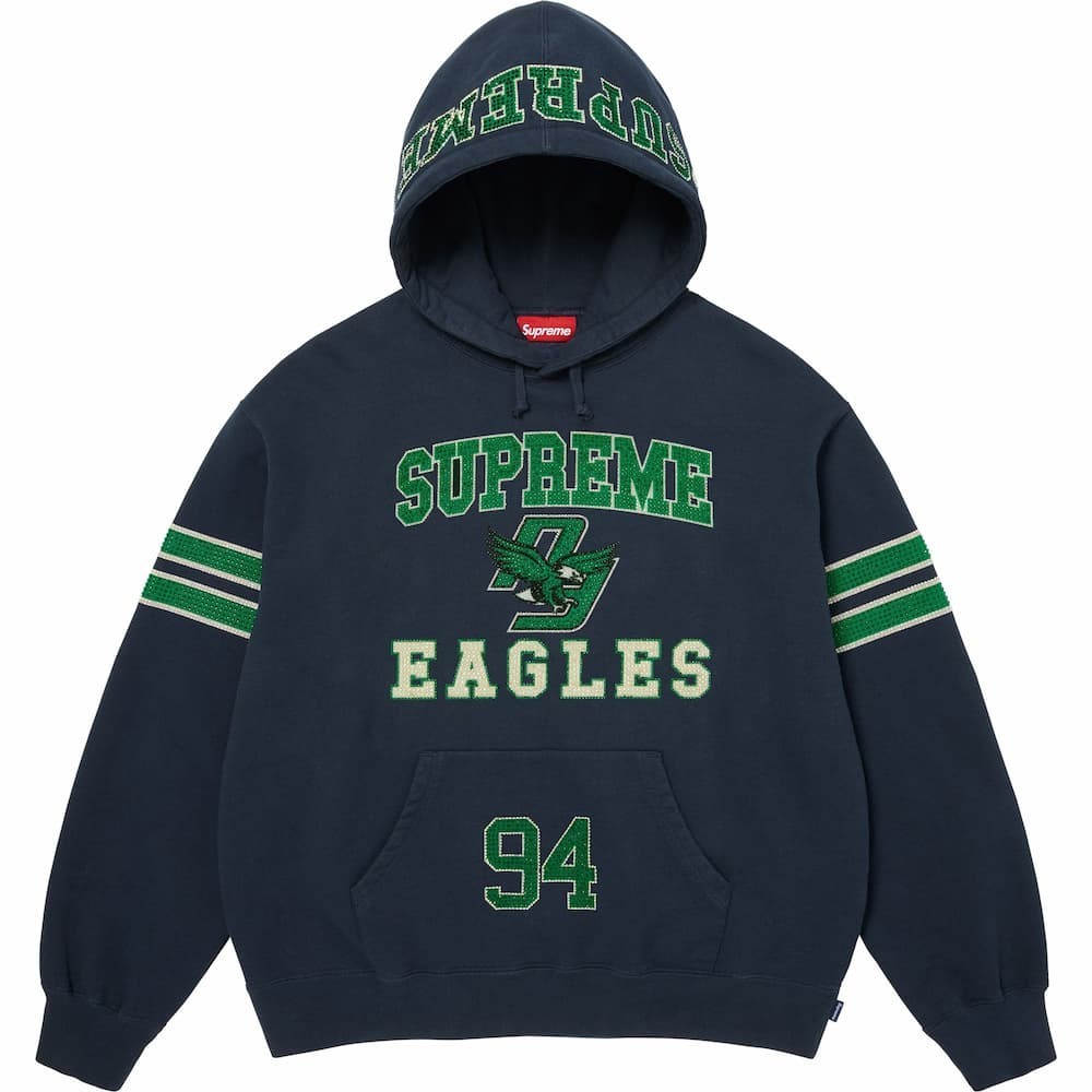 Supreme Rhinestone Eagle Hooded Sweatshirt Navy