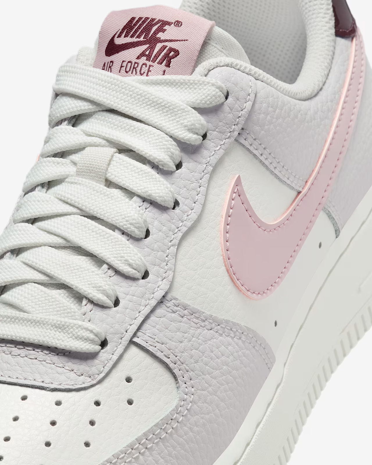 IM6024-121 Nike Air Force 1 '07 Summit White Vast Grey Burgundy Crush (Women's)