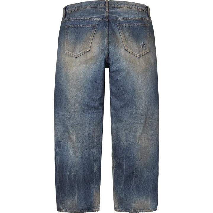 Supreme Distressed Loose Fit Selvedge Jean Washed Indigo