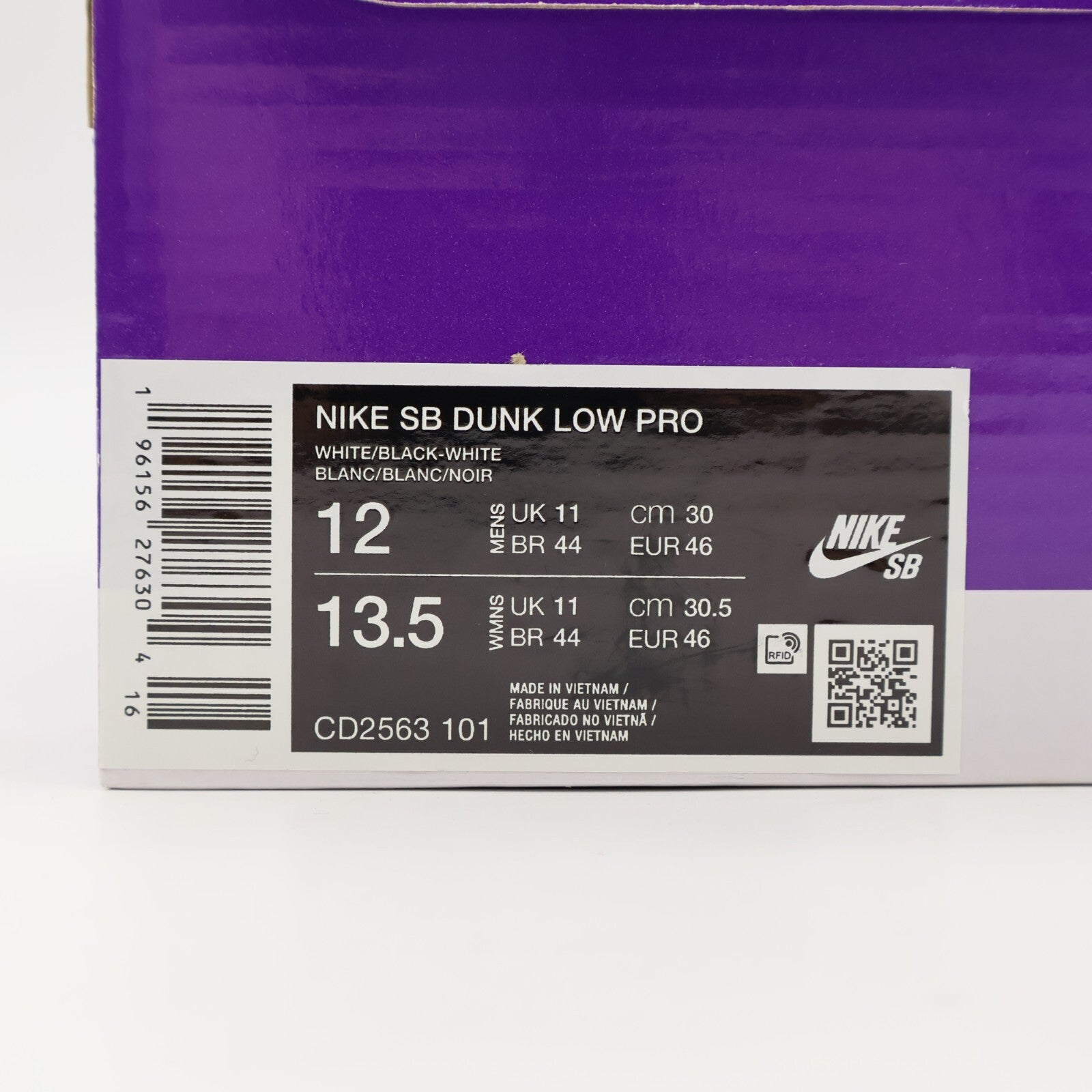 CD2563-101 Nike Dunk Low SB White Gum Black Gum Light Brown (Men's)