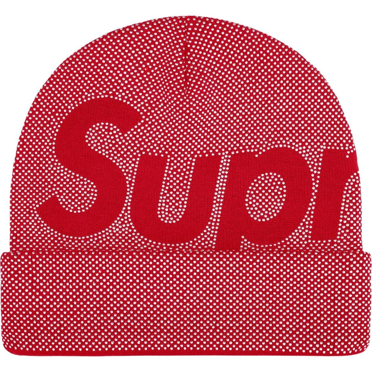 Supreme Studded Knockout Big Logo Beanie Red