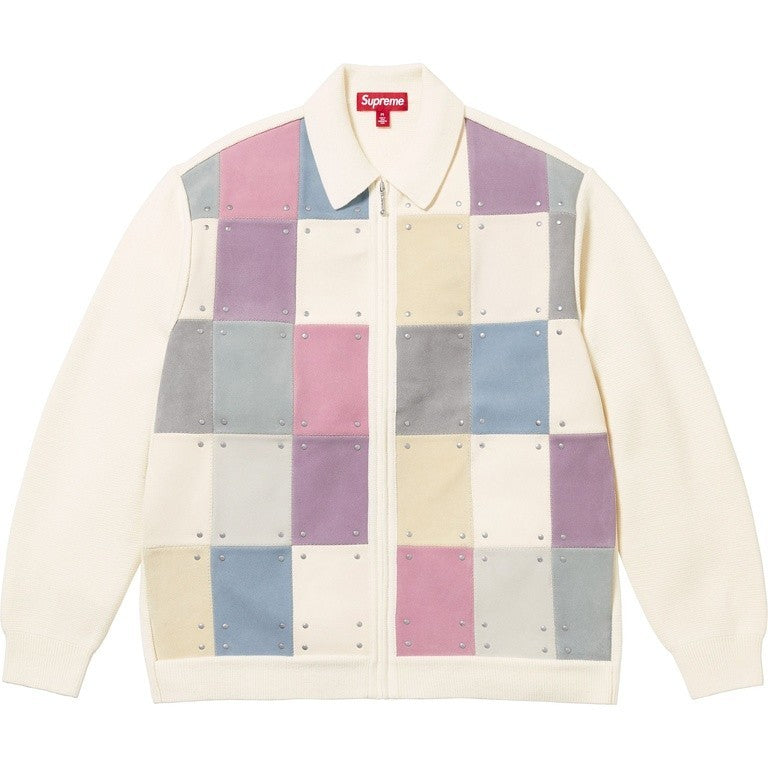 Supreme Studded Suede Zip Up Cardigan Multicolor