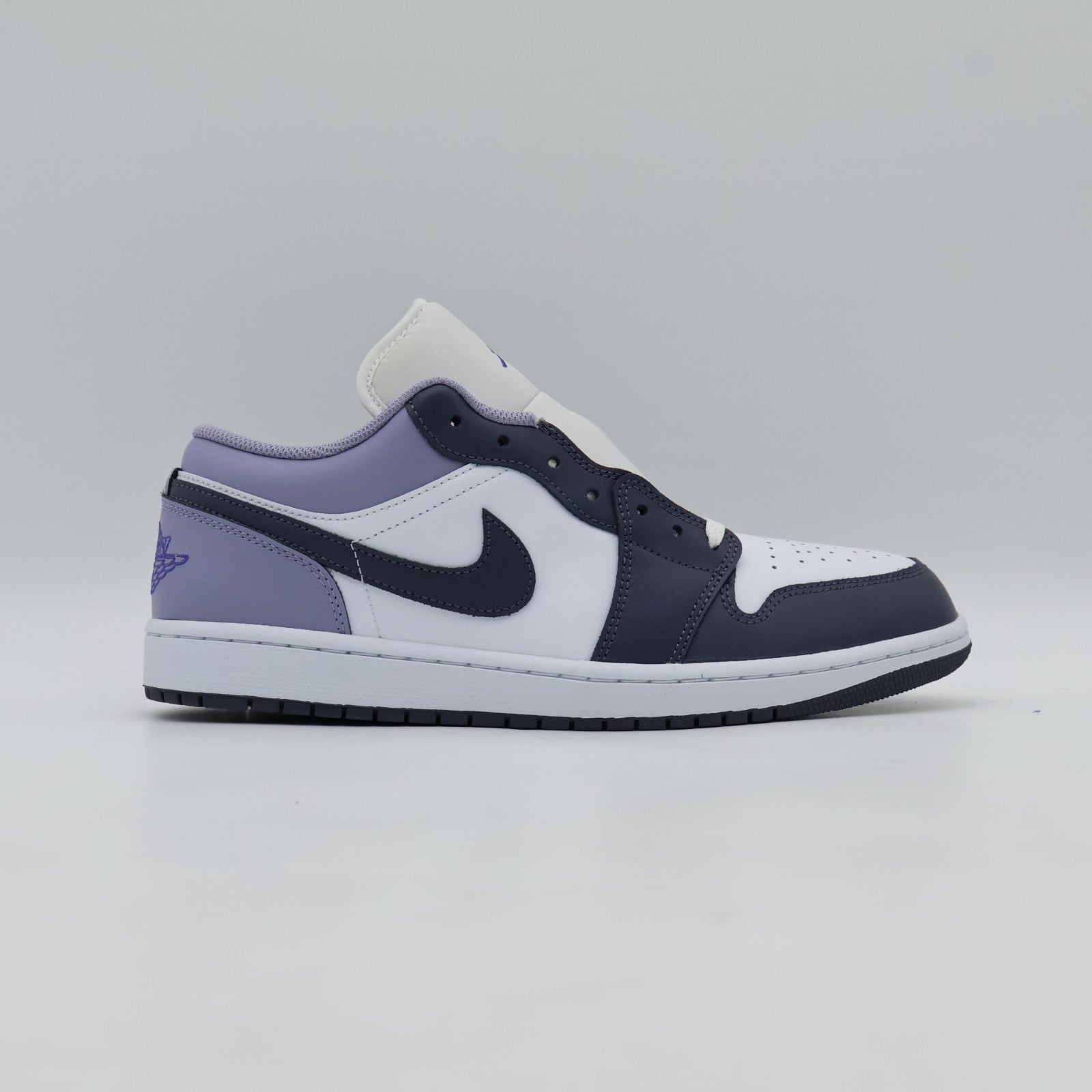 553558-145 Nike Air Jordan 1 Low White Dark Blue Grey Purple Comet Indigo (Men's