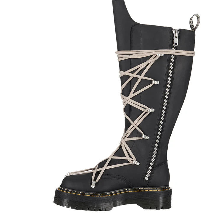 DM02E68110001 Rick Owens Dr.Martens 1B60 Quad Sole Pentalace Boot Black (Men's)