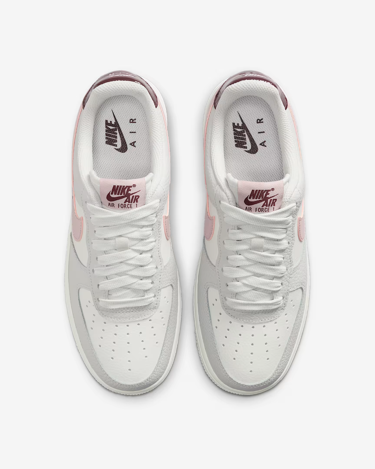 IM6024-121 Nike Air Force 1 '07 Summit White Vast Grey Burgundy Crush (Women's)