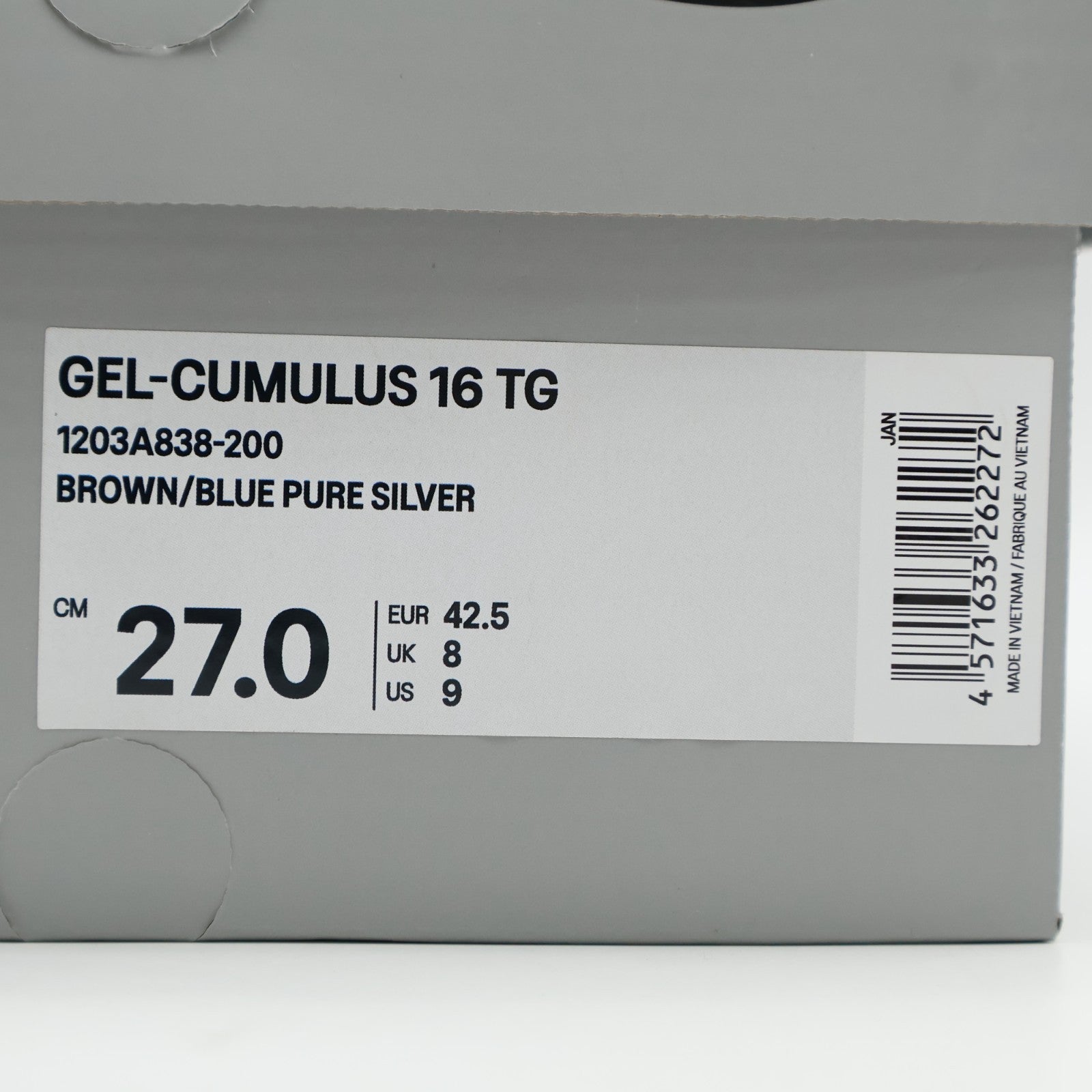 1203A838-200 TOGA Asics Gel-Cumulus 16 TG Brown Blue Pure Silver (Men's)