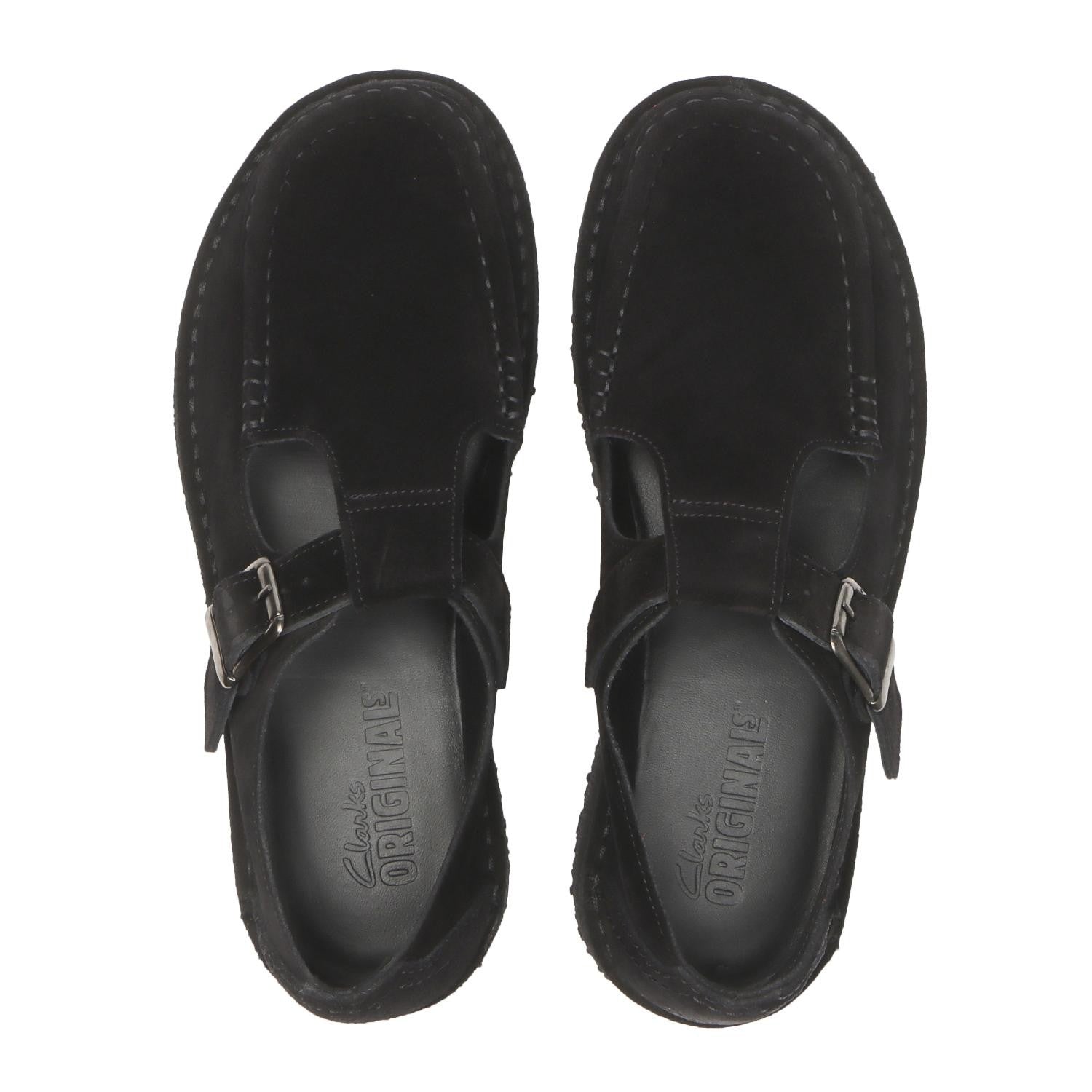26182844 Clarks Nomad T Bar Black Suede ( Men's )