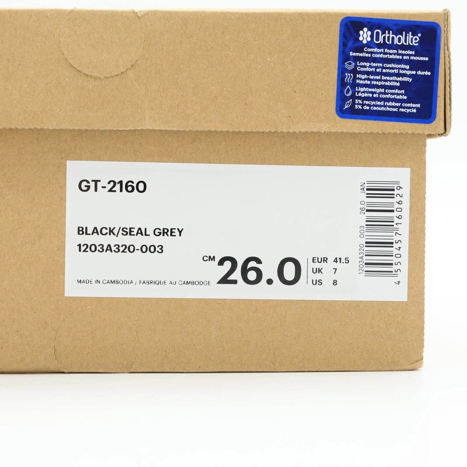 1203A320-003 Asics GT-2160 Black Seal Grey (Men's)