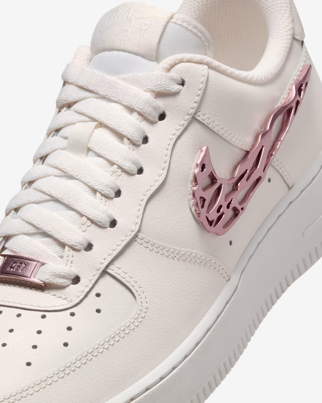IF1686-161 Nike Air Force 1 Low Metallic Pink Swooshes (Women's)