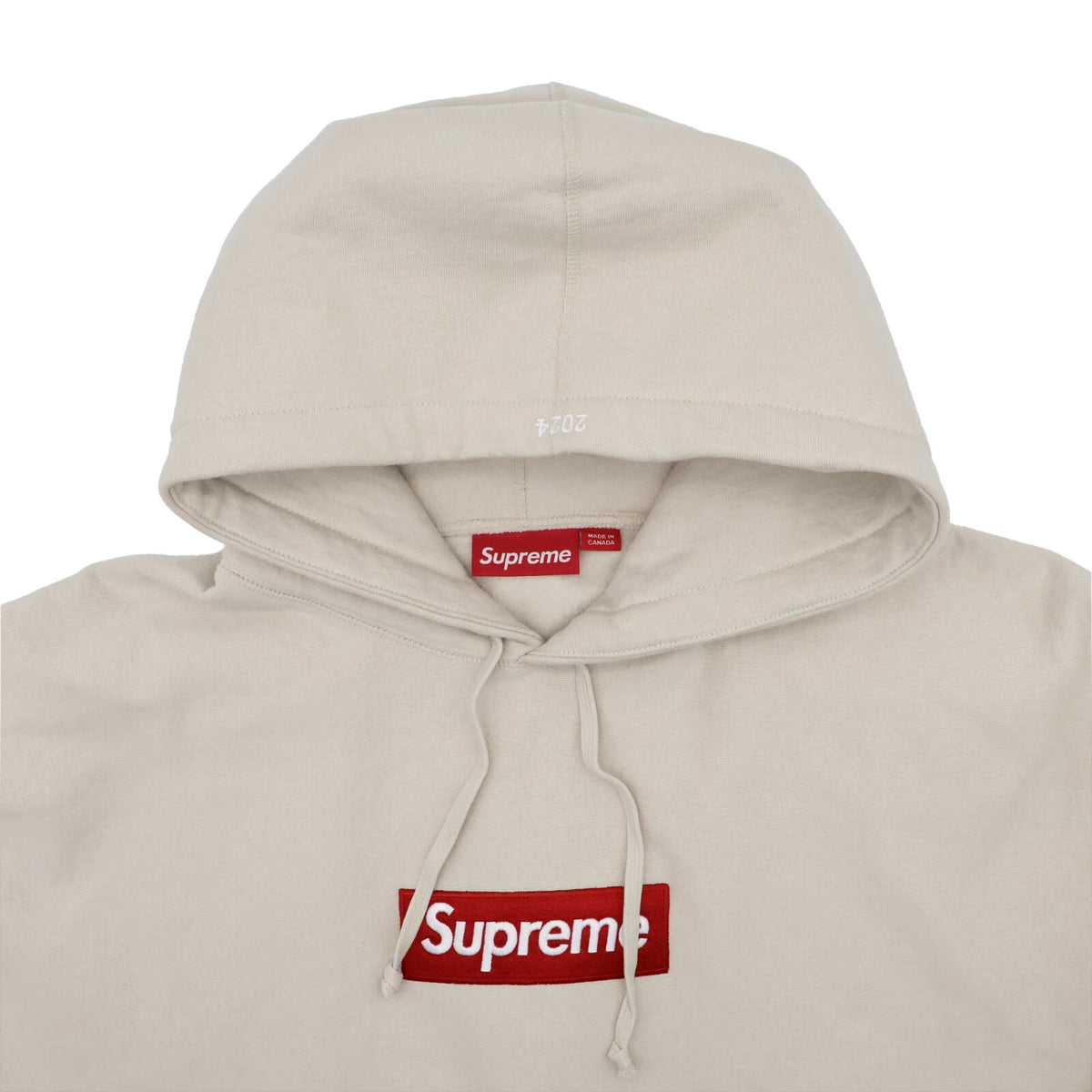 Supreme Box Logo Hooded Sweatshirt Stone Hoodie White 24FW