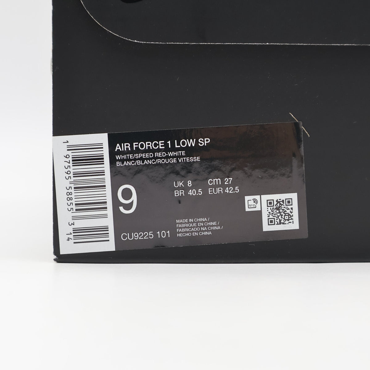 CU9225-101 Supreme Nike Air Force 1 Low China Exclusive White Speed Red (Men's)