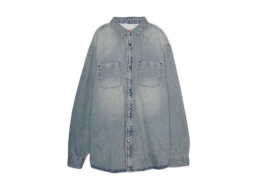 Supreme Faux Shearling Lined Work Shirt Washed Indigo Denim