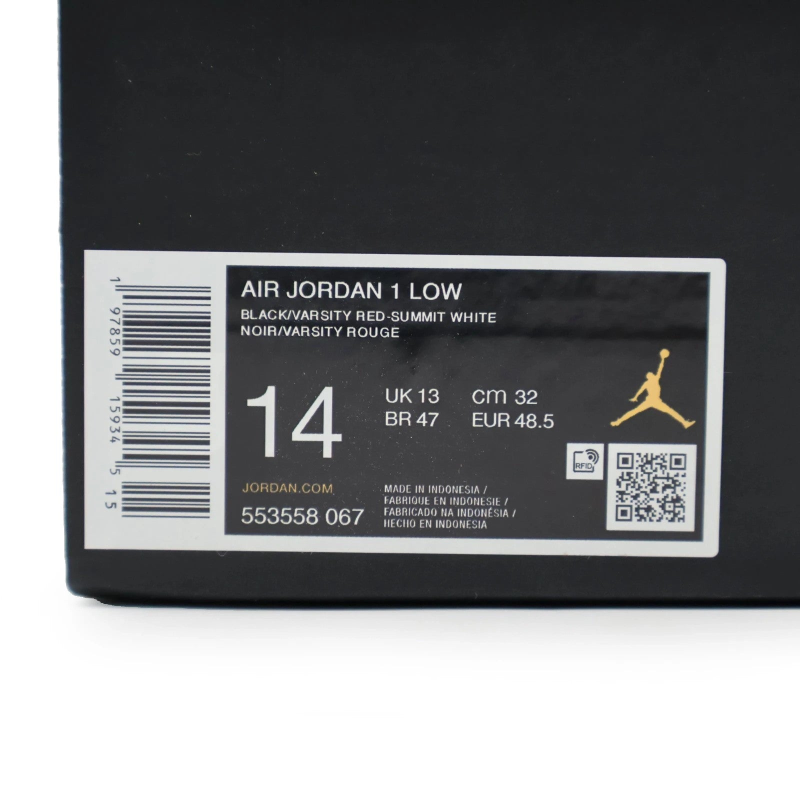 553558-067 Nike Air Jordan 1 Low Bred (Men's)