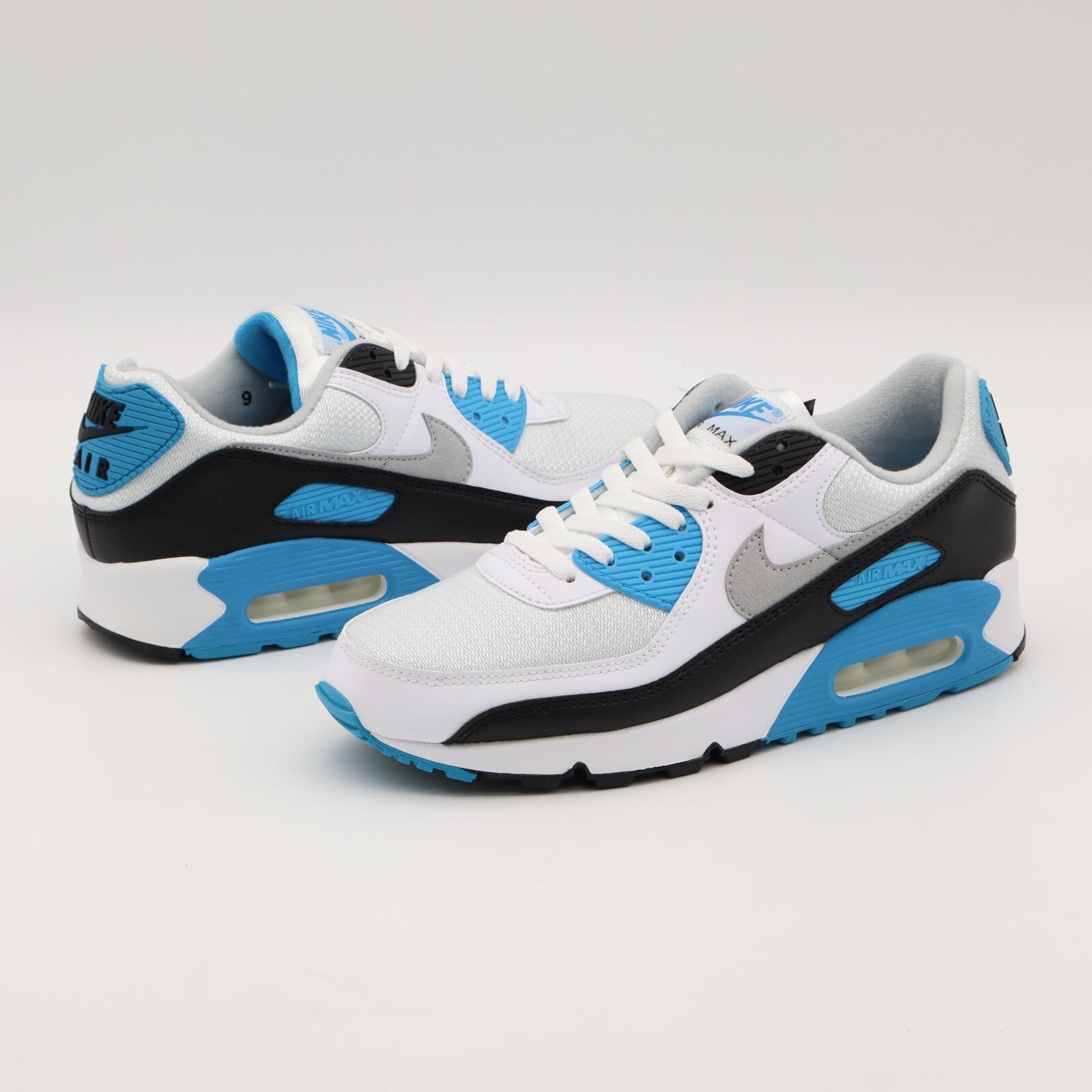 CJ6779-100 Nike Air Max 90 Laser Blue Black White Grey Fog Cyan Sky (Men's)