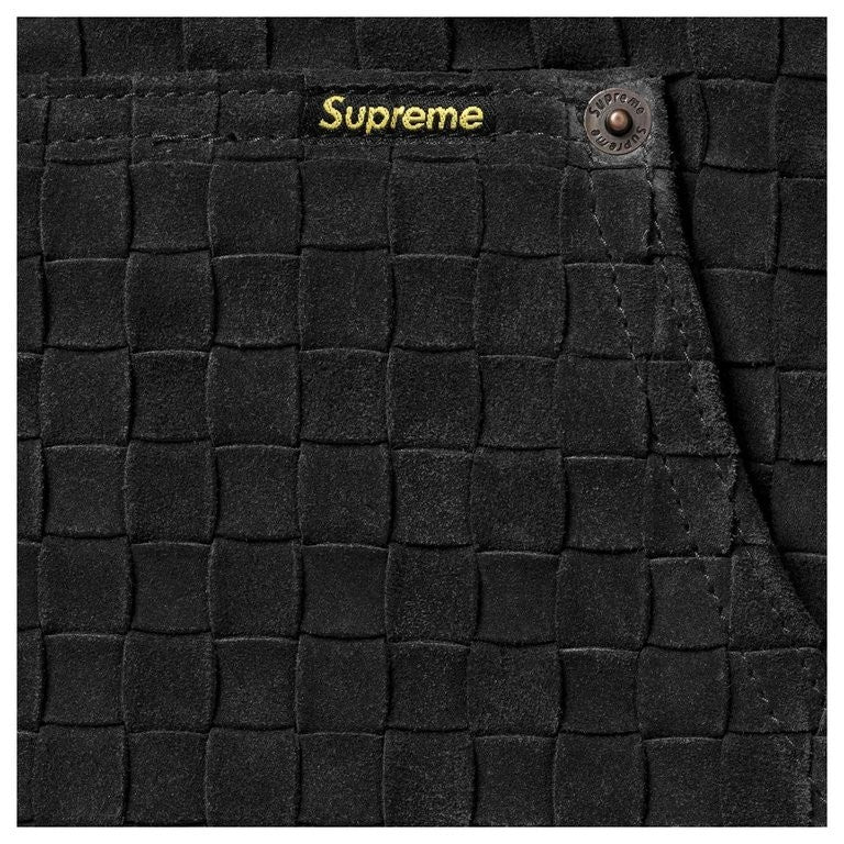 Supreme Woven Suede Hooded Work Jacket Black