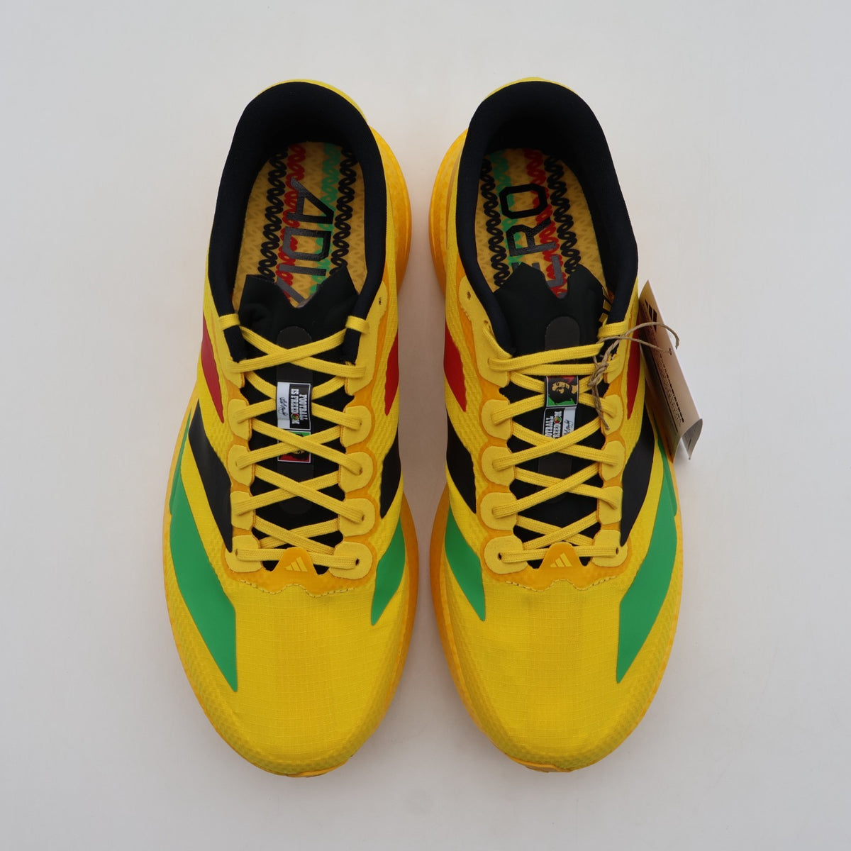 KJ3625 Bob Marley adidas Adizero Evo SL Bold Gold Vivid Green Pure Ruby (Men's)