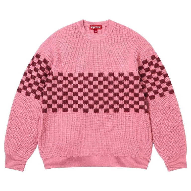 Supreme Checkerboard Pilled Sweater Pink
