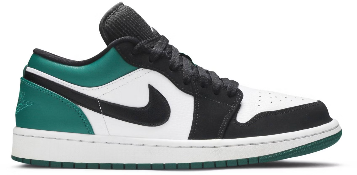 553558-113 Nike Air Jordan 1 Low "White Black Mystic Green" (Men's)